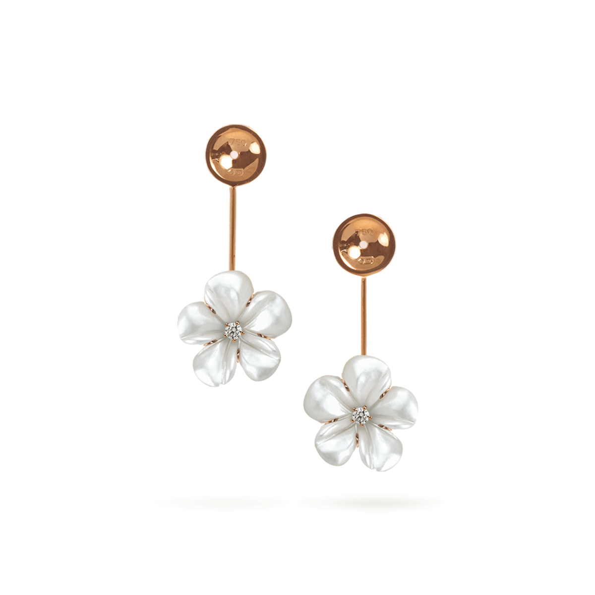 Mother of Pearl Kalachuchi Earring Lock Jacket, 15mm with White Diamond
