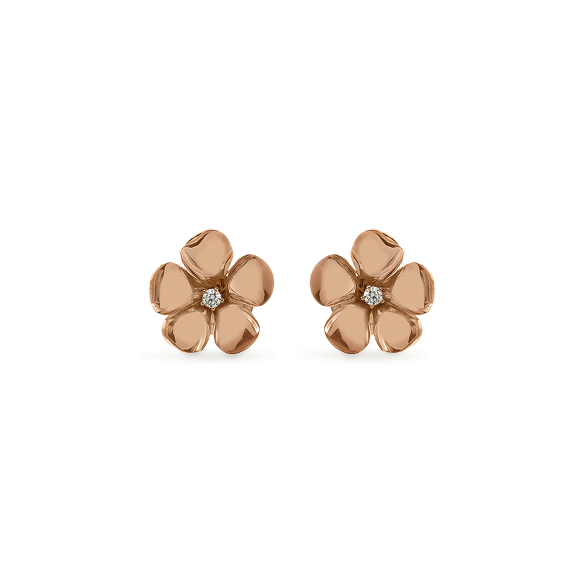 Diamond Kalachuchi Earring, 15mm Shiny Finish