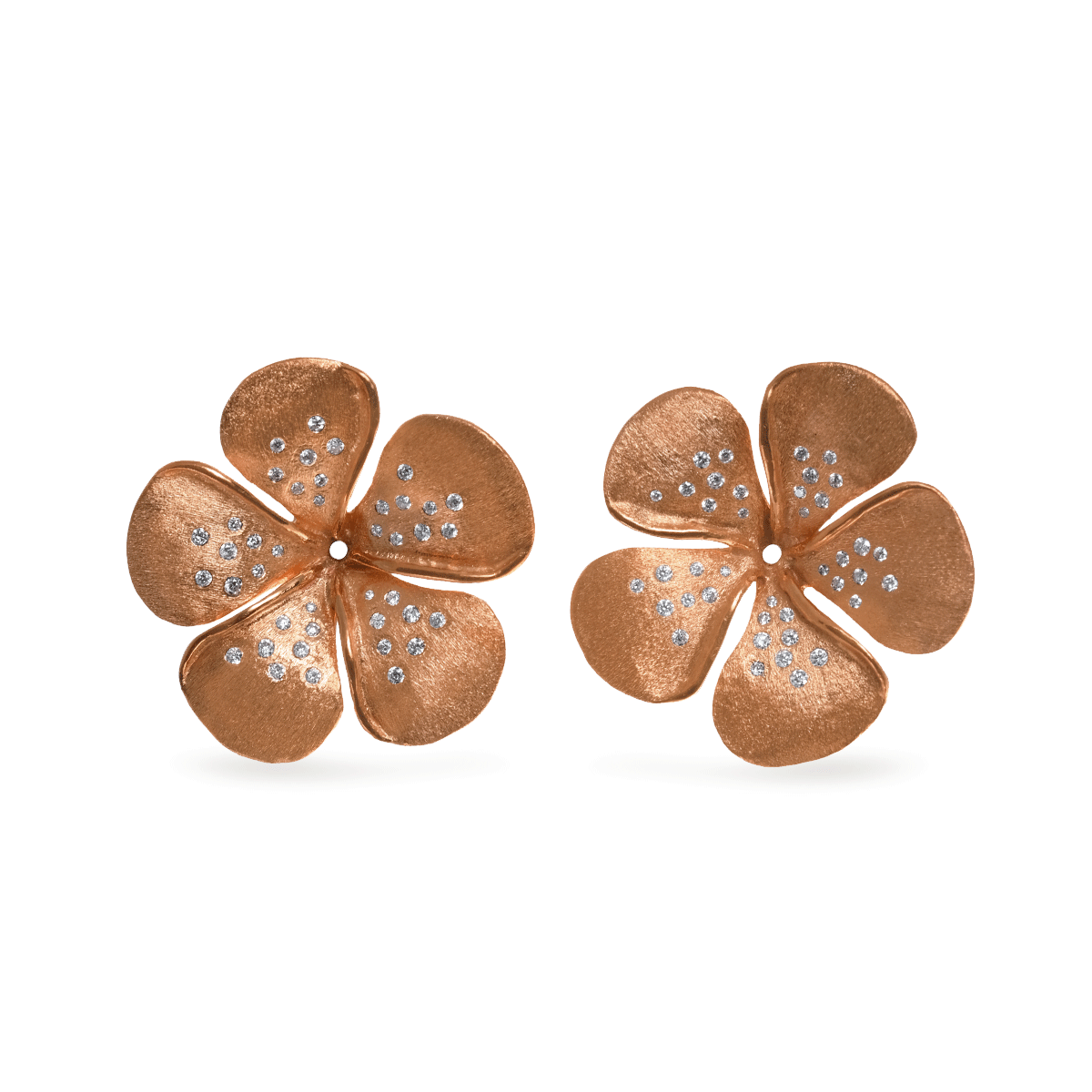 Diamond Speckled Kalachuchi Earring Jacket, Large, Satin Finish (available in yellow, white, and rose gold)