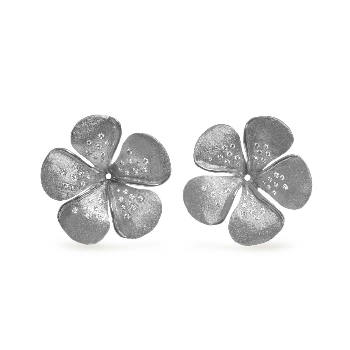 Diamond Speckled Kalachuchi Earring Jacket, Large, Satin Finish (available in yellow, white, and rose gold)