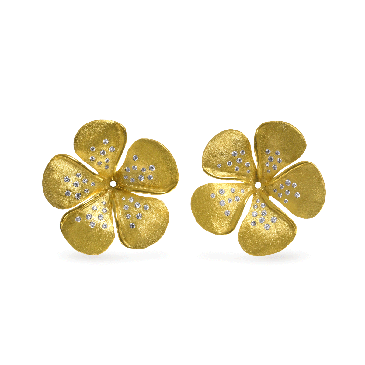 Diamond Speckled Kalachuchi Earring Jacket, Large, Satin Finish (available in yellow, white, and rose gold)