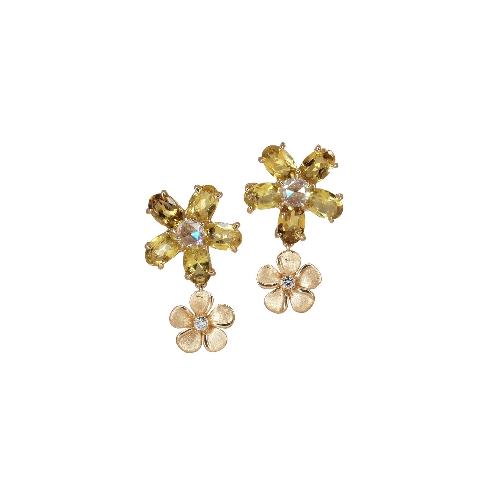 Yellow Tourmaline Earrings with Gold Kalachuchi