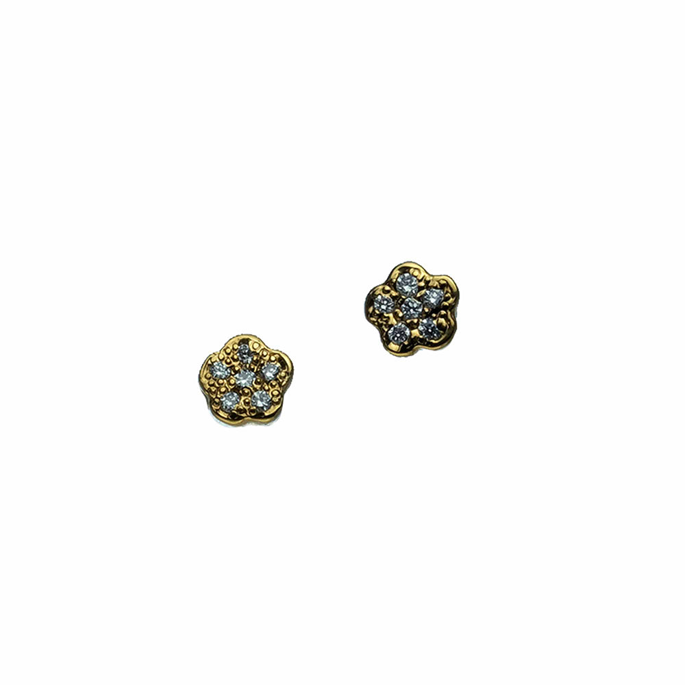 Lotus Earrings in Yellow or Rose Gold and Black Silver, Small