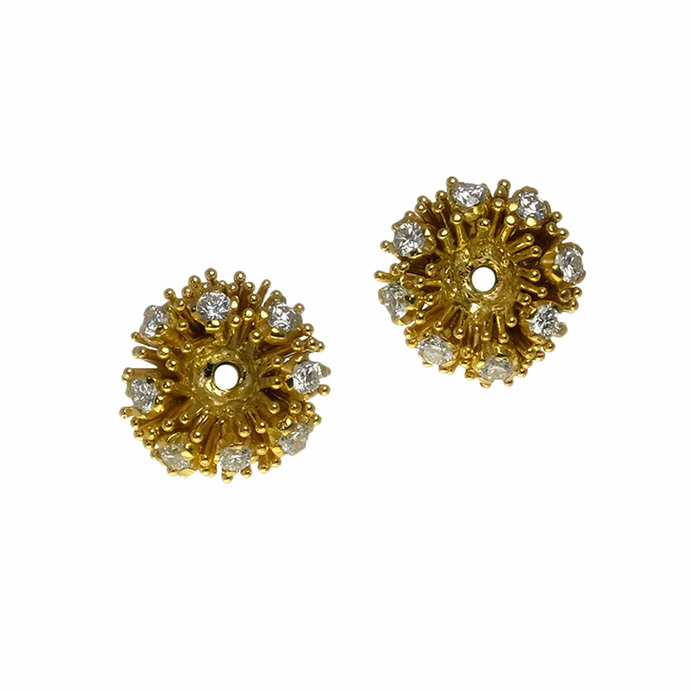 Lotus Earrings in Yellow or Rose Gold and Black Silver, Small