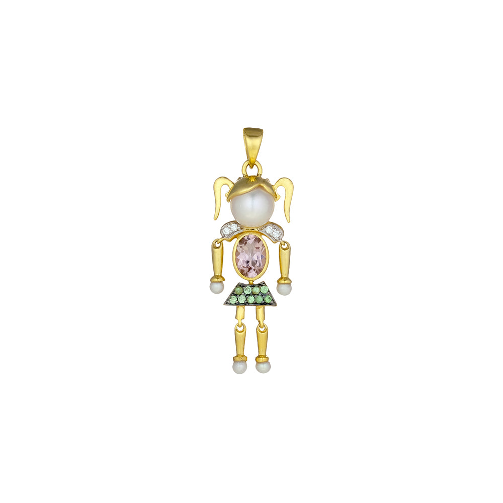 Mini-me Girl Pendant with Ponytail Hair