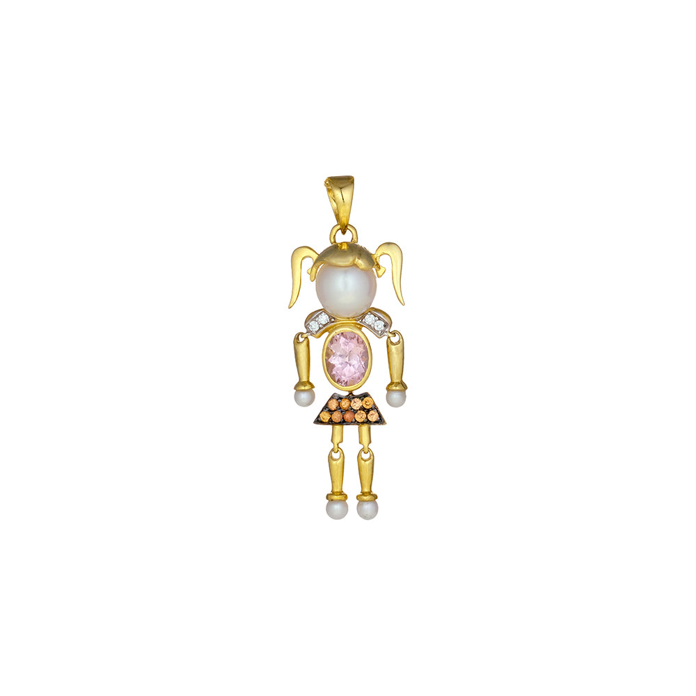 Mini-me Girl Pendant with Ponytail Hair