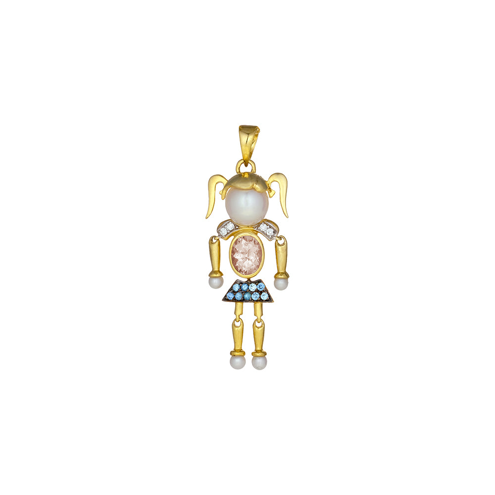 Mini-me Girl Pendant with Ponytail Hair