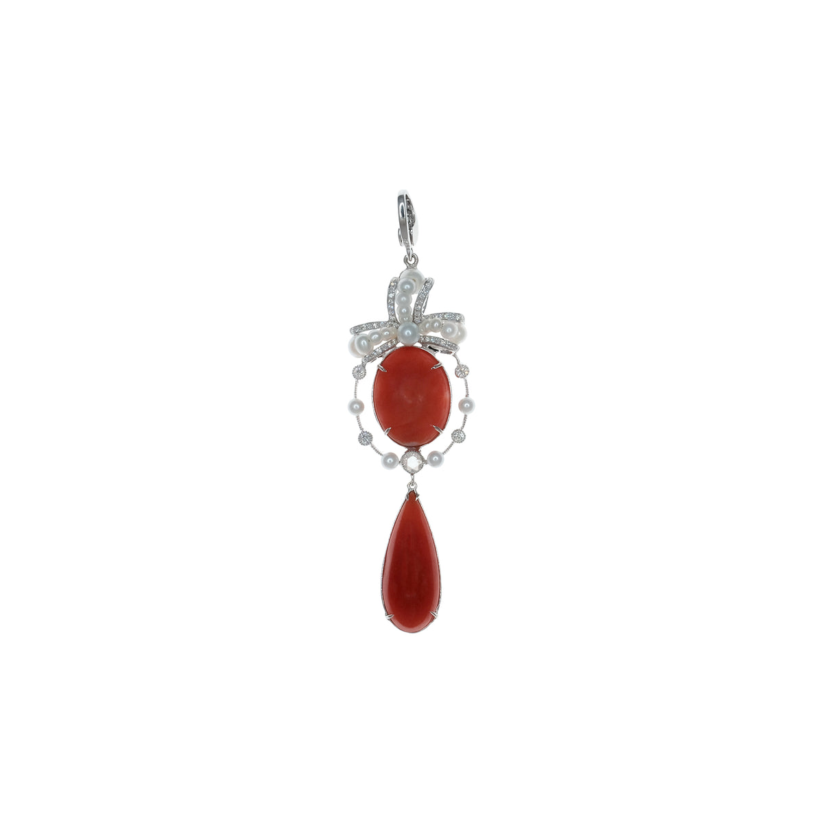 Coral Pendant with Ribbon