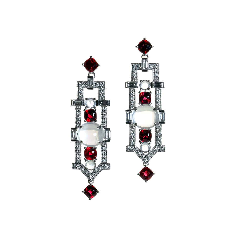 Spinel and Moonstone Earrings