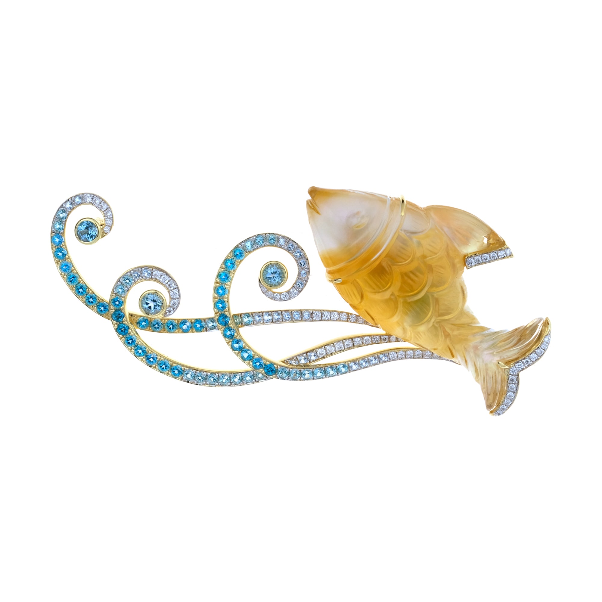 Citrine Fish on Topaz Waves