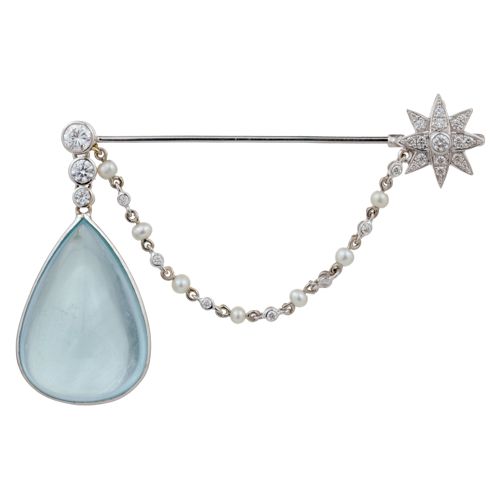 Aquamarine and Diamond Brooch