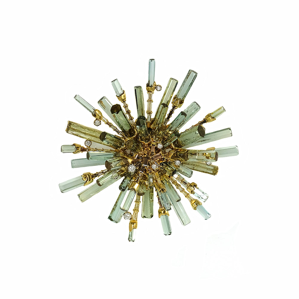 Aquamarine and Diamond Pin