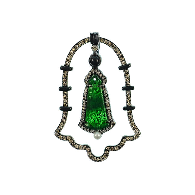 Jade and Brown Diamond Pendant