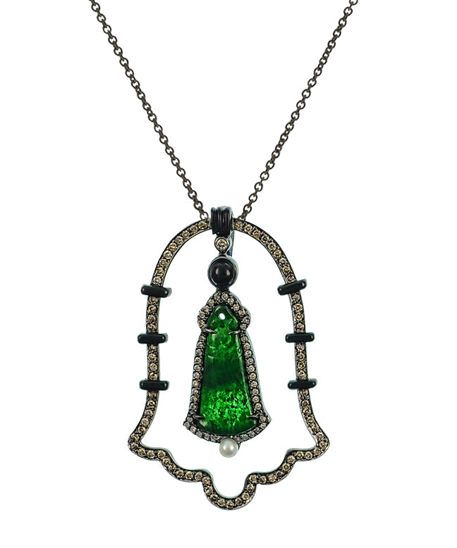 Jade and Brown Diamond Pendant