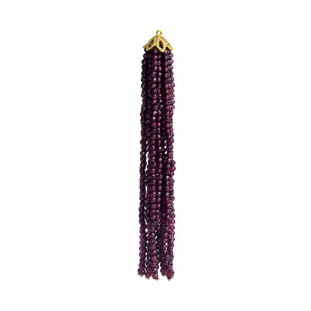 Star Ruby and Diamond Pendant with Rhodolite Garnet Tassel