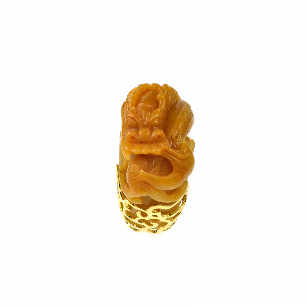 Carved Yellow Jade Ring
