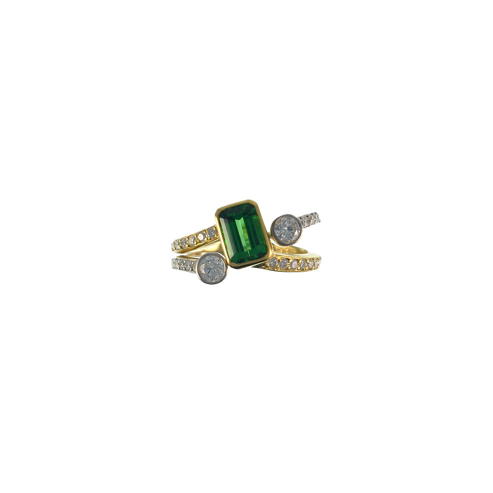 Tsavorite and Diamond Ring