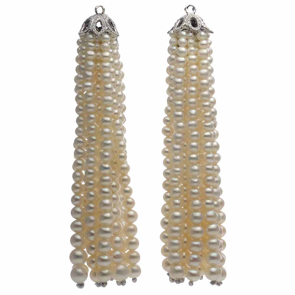 White Fresh Water Pearl Long Tassel