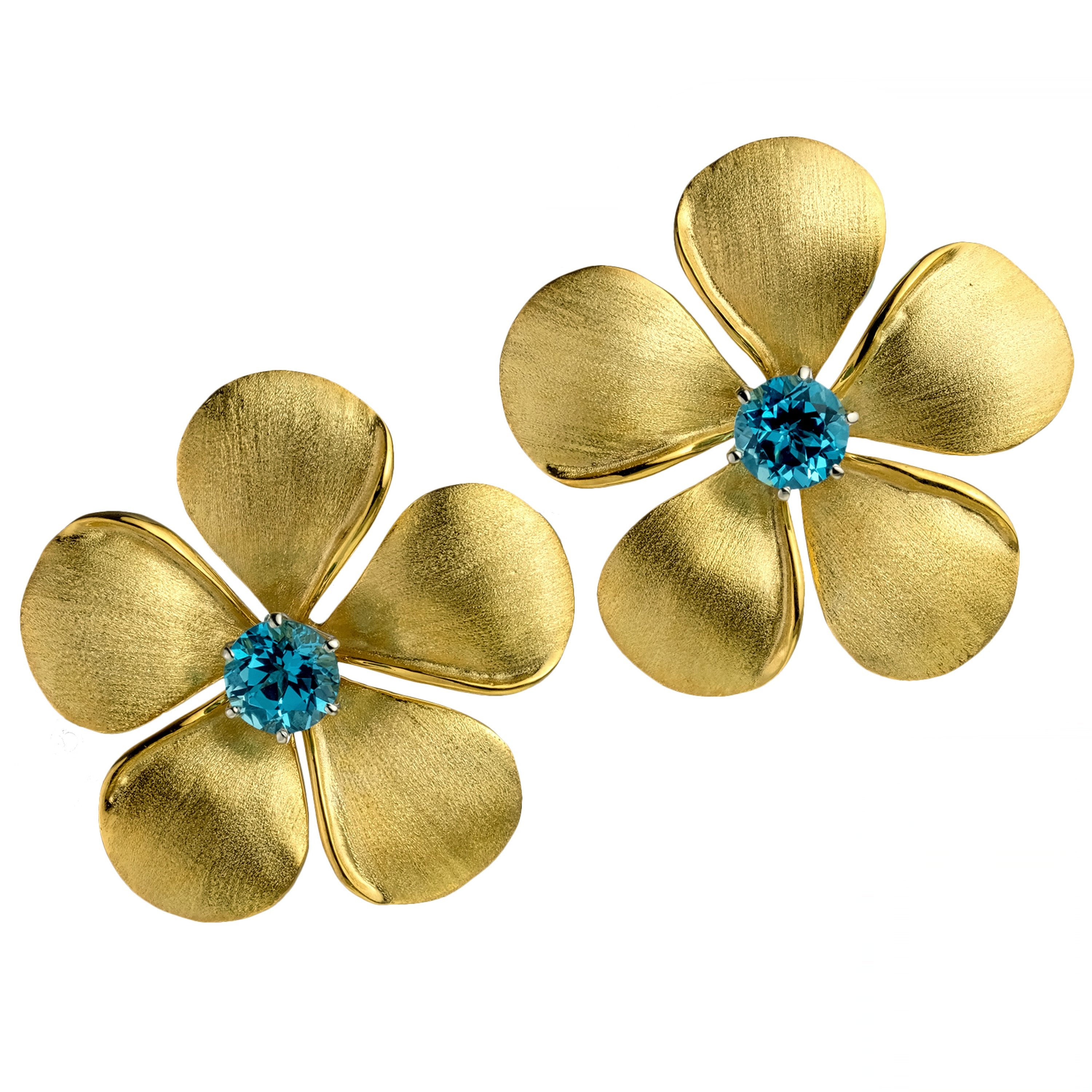 Kalachuchi Earring Jacket, Large, Satin Finish (available in yellow, white, and rose gold)