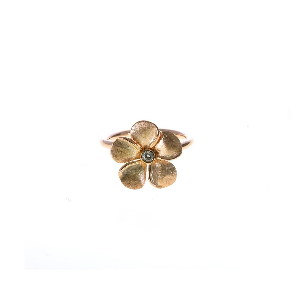 Diamond Kalachuchi Ring, Small, Satin and Shiny Finish (available in yellow, white, and rose gold)