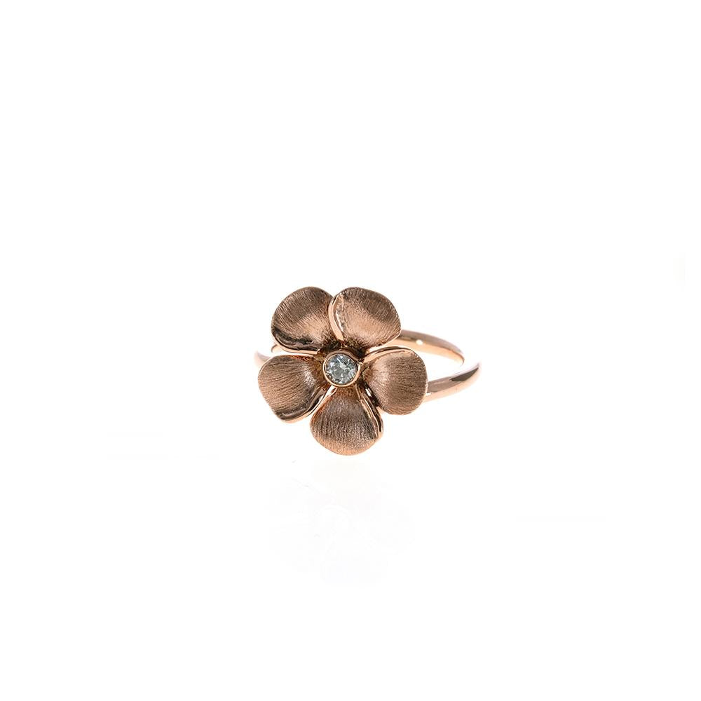 Diamond Kalachuchi Ring, Small, Satin and Shiny Finish (available in yellow, white, and rose gold)