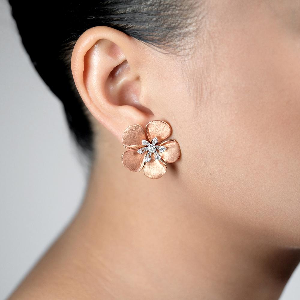 Kalachuchi Earring Jacket, Medium, Satin Finish (available in yellow, white, and rose gold)