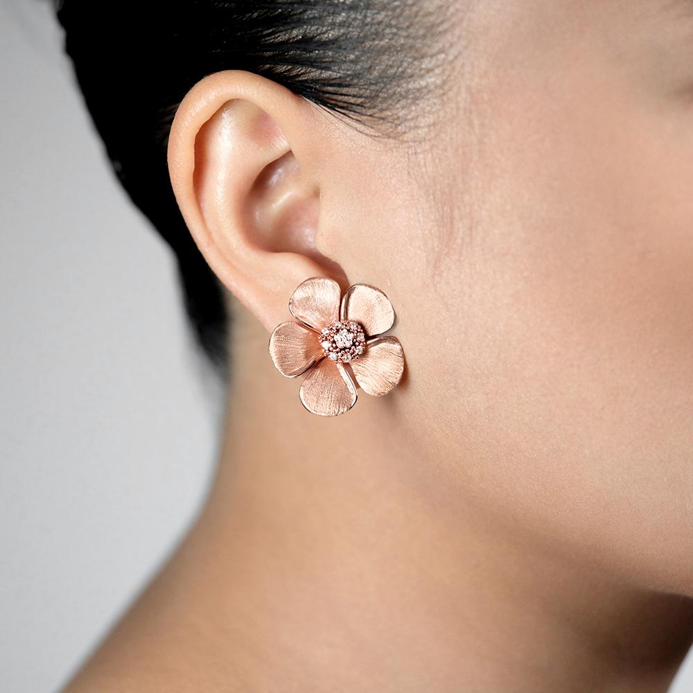 Kalachuchi Earring Jacket, Medium, Satin Finish (available in yellow, white, and rose gold)