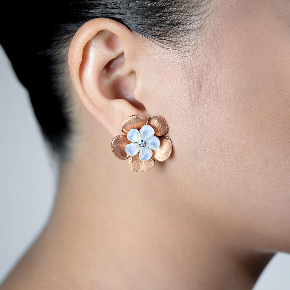 Kalachuchi Earring Jacket, Medium, Satin Finish (available in yellow, white, and rose gold)