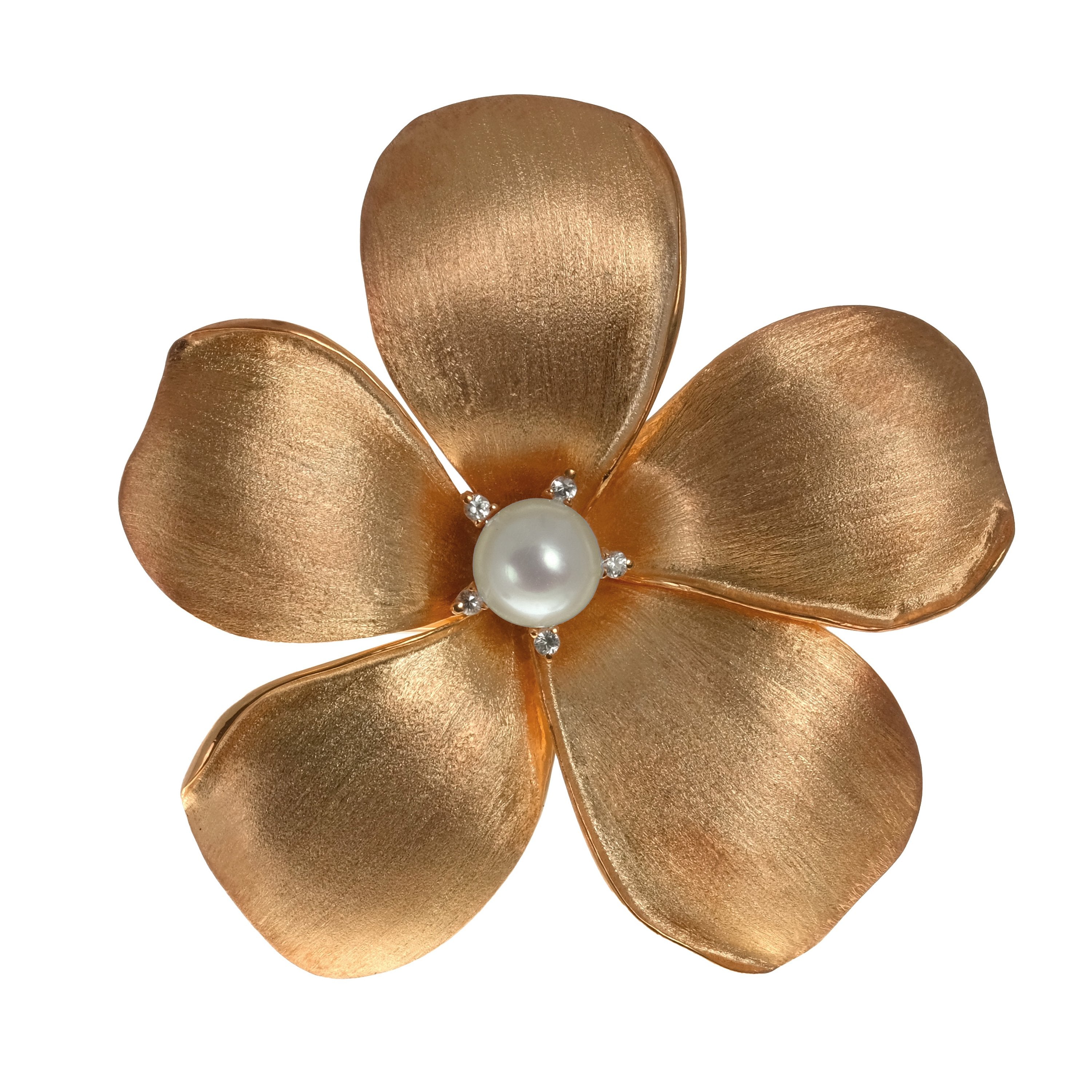 Diamond Kalachuchi Ring, Life-Size, Satin and Shiny Finish (available in yellow, white, and rose gold)
