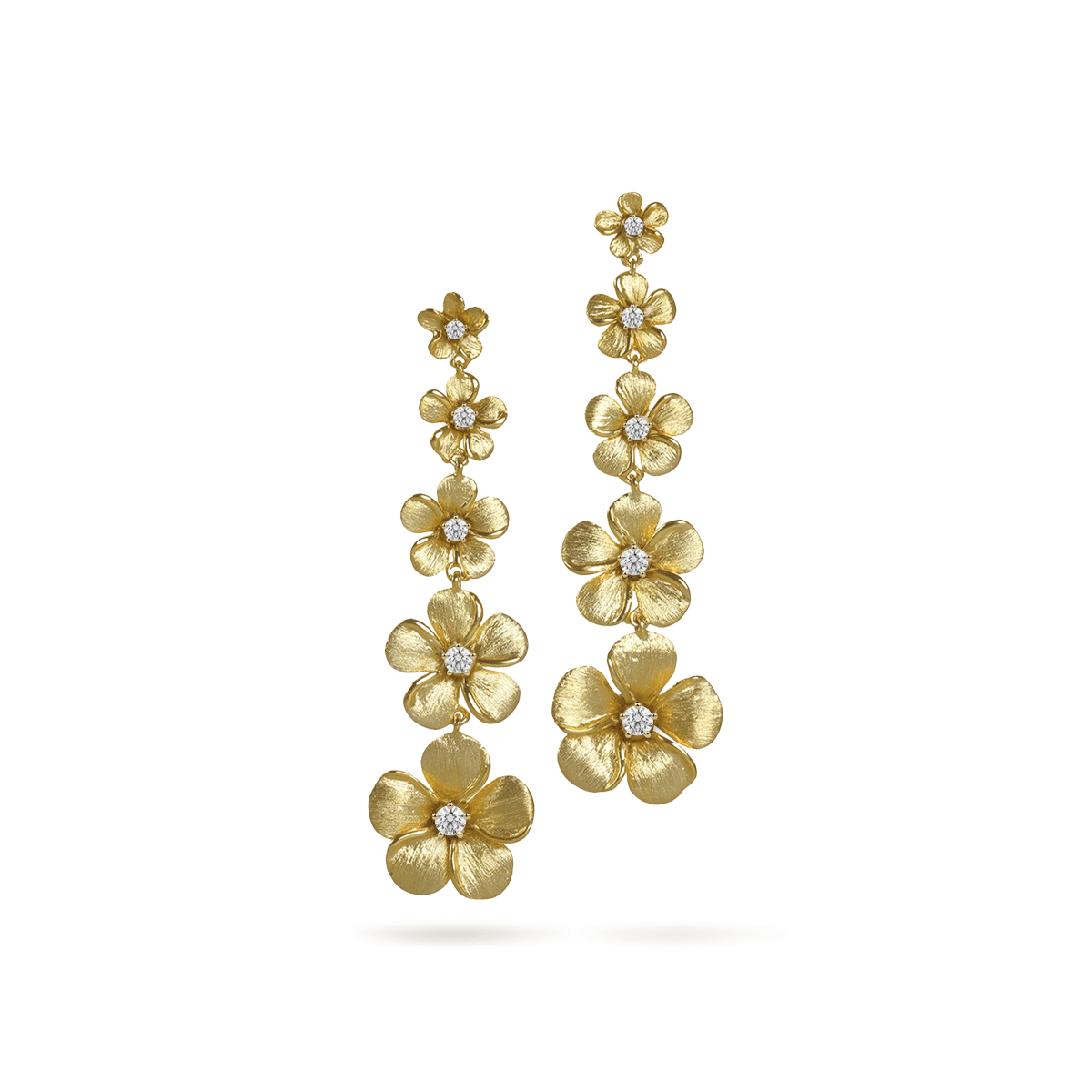 Diamond Kalachuchi Earring, Assorted Sizes, Satin Finish