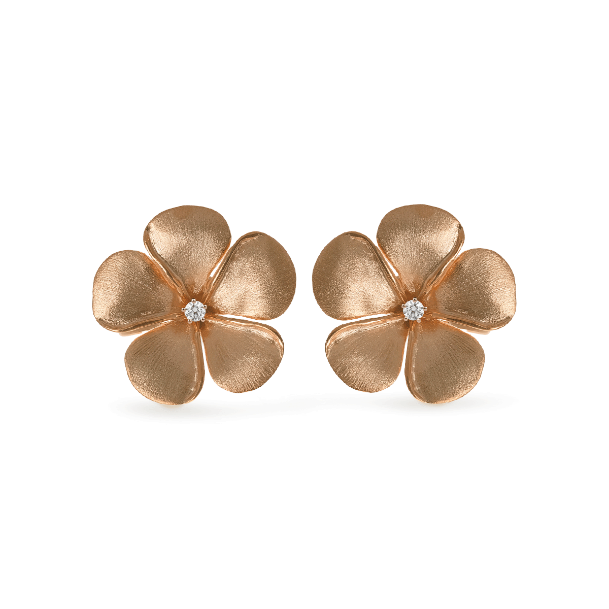 Diamond Kalachuchi Earring, Medium, Satin Finish (available in yellow, white, and rose gold)