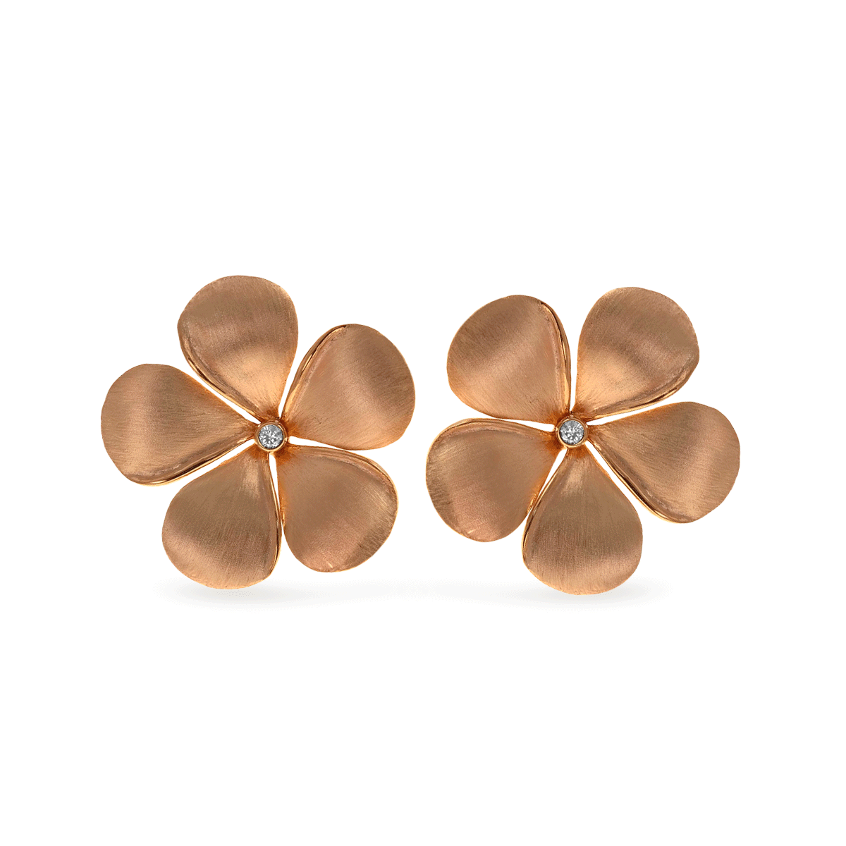 Diamond Kalachuchi Earring, Large, Satin Finish (available in yellow, white, and rose gold)