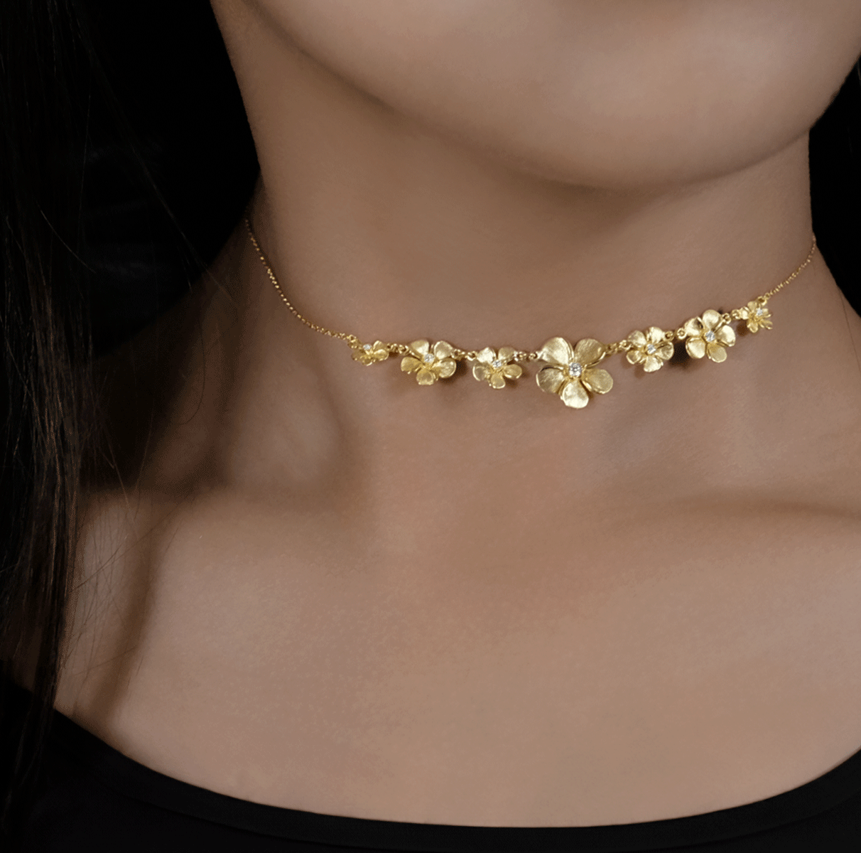 Diamond Kalachuchi Garland Necklace