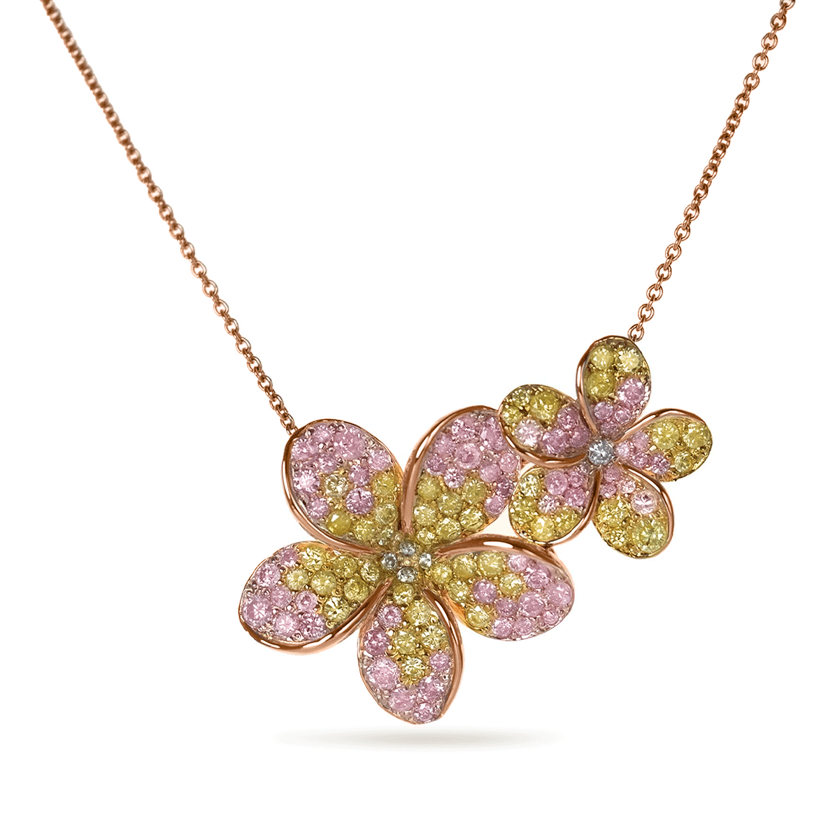 Pink and Yellow Sapphire Kalachuchi Necklace