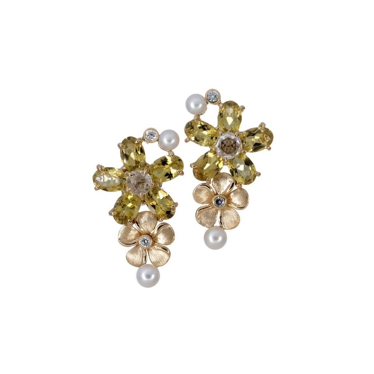 Yellow Tourmaline Earrings with Gold Kalachuchi