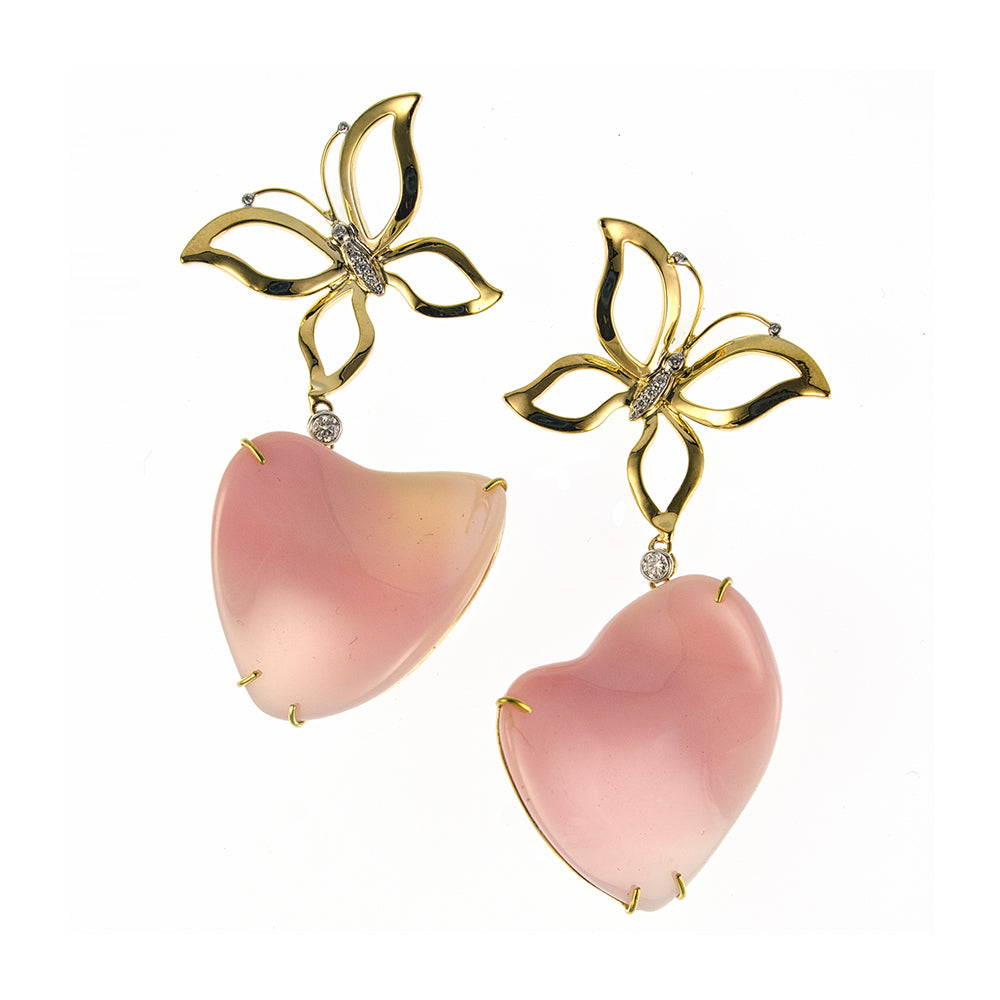 Pretty in Pink of Cut-out Butterfly with Conch Shell Earrings