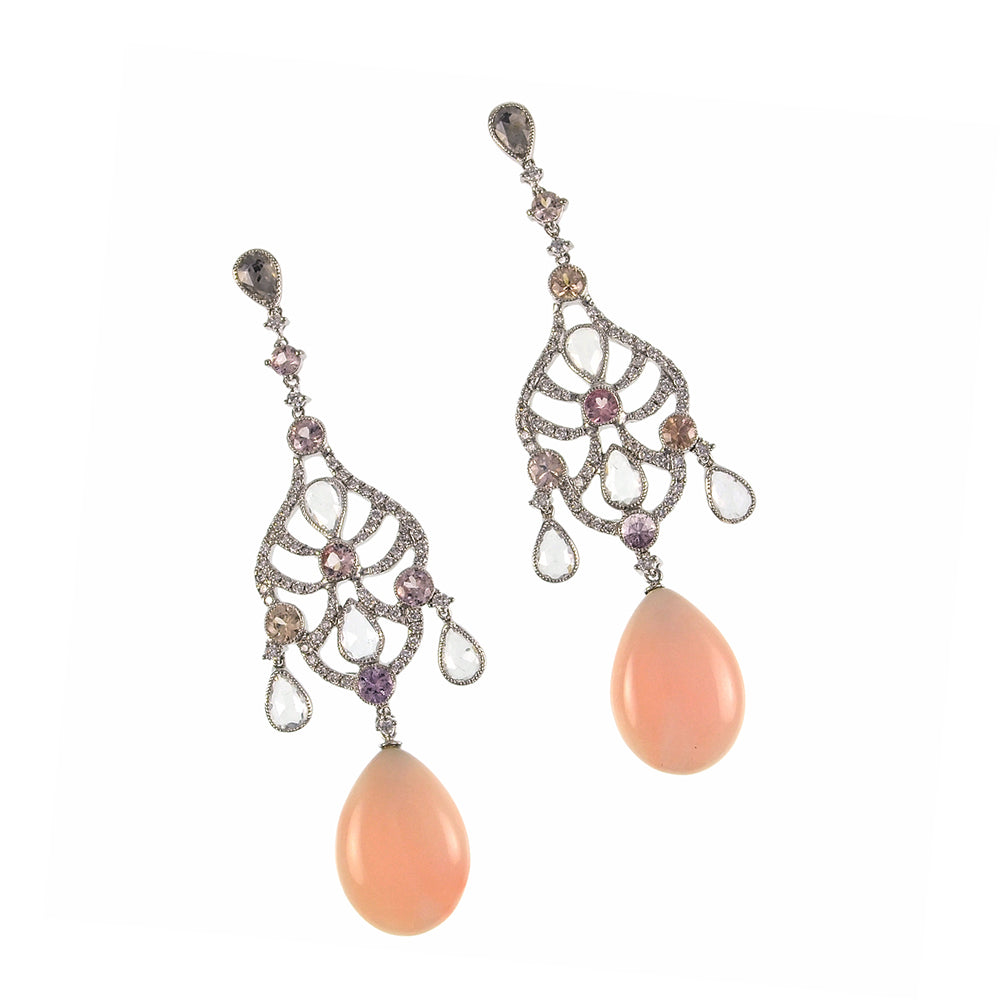 Pastel Sapphire and Coral Earrings