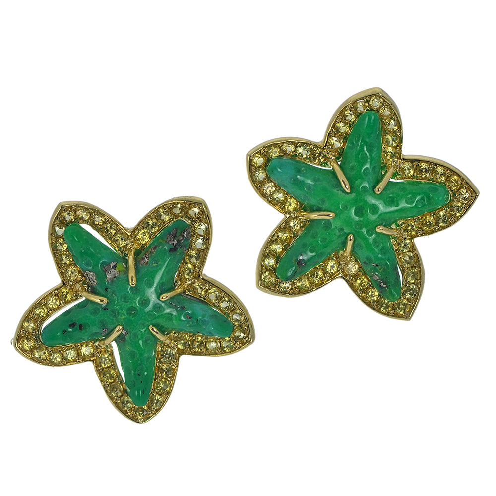 Green Turquoise Starfish Earrings