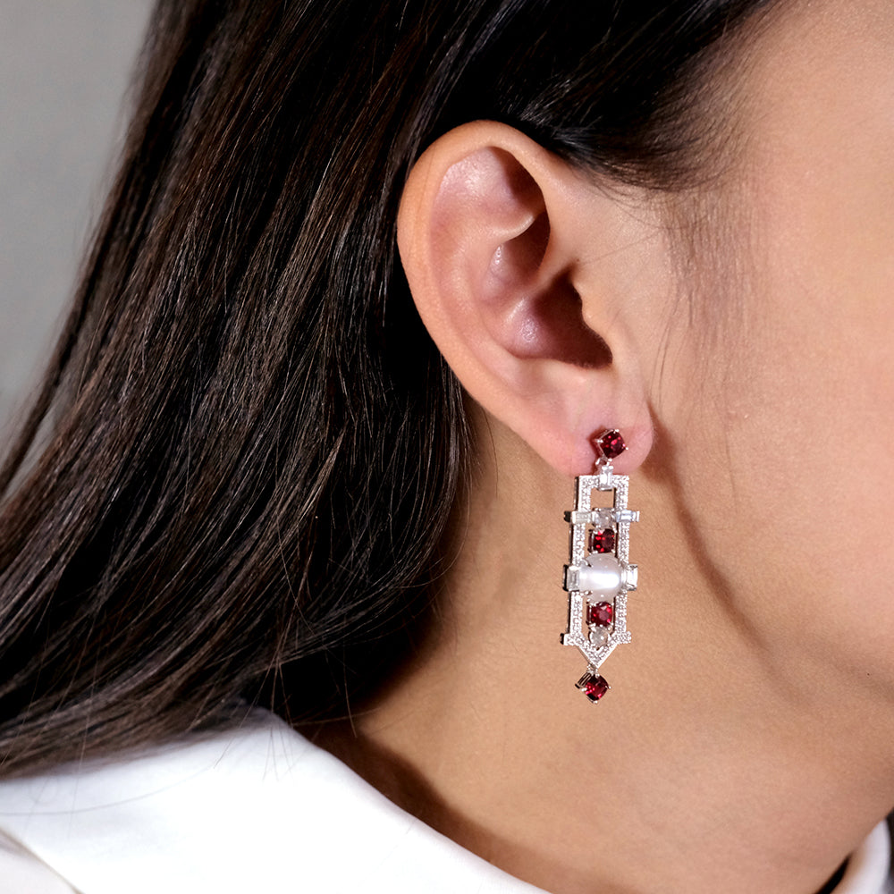 Spinel and Moonstone Earrings