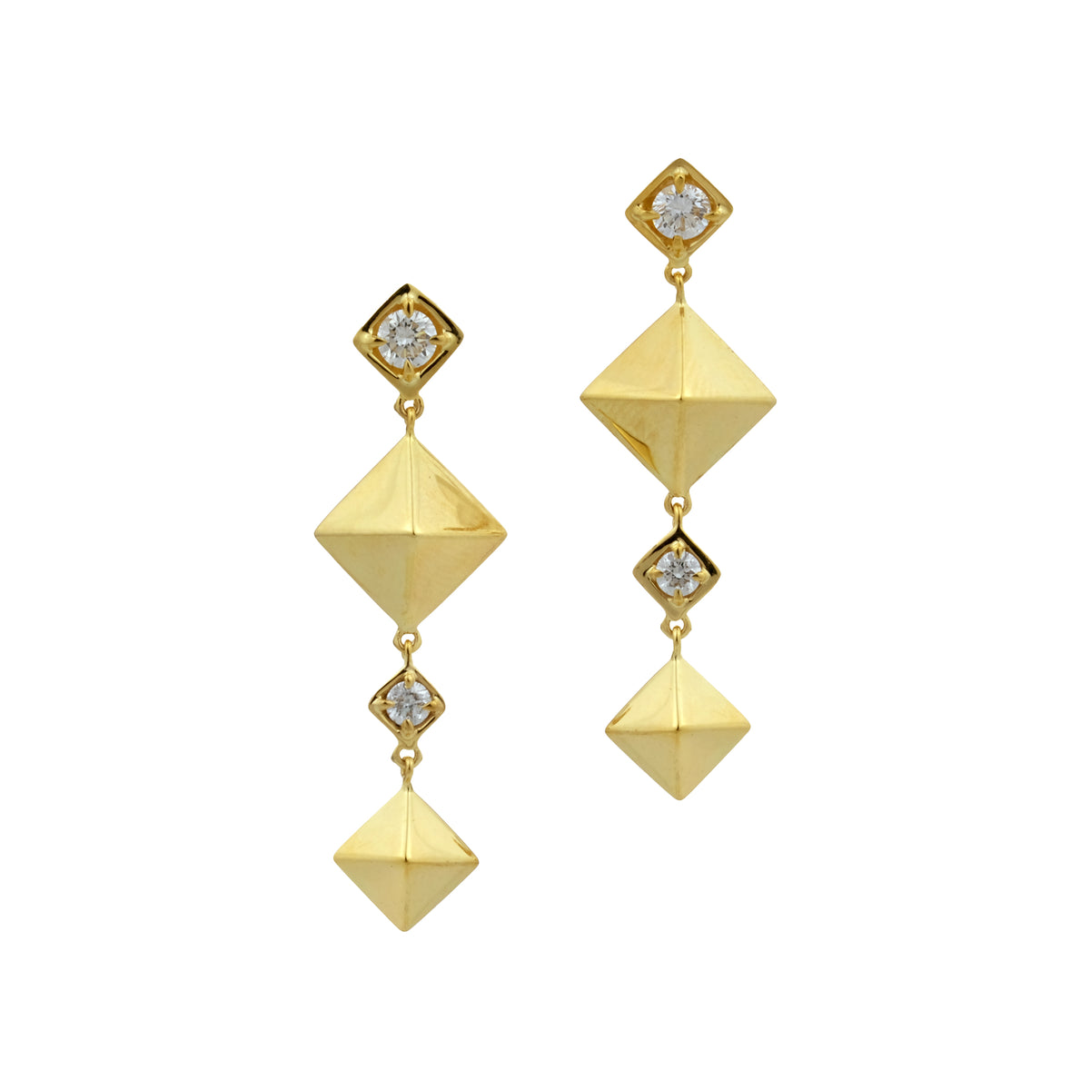 Octahedral Earrings with White Diamonds
