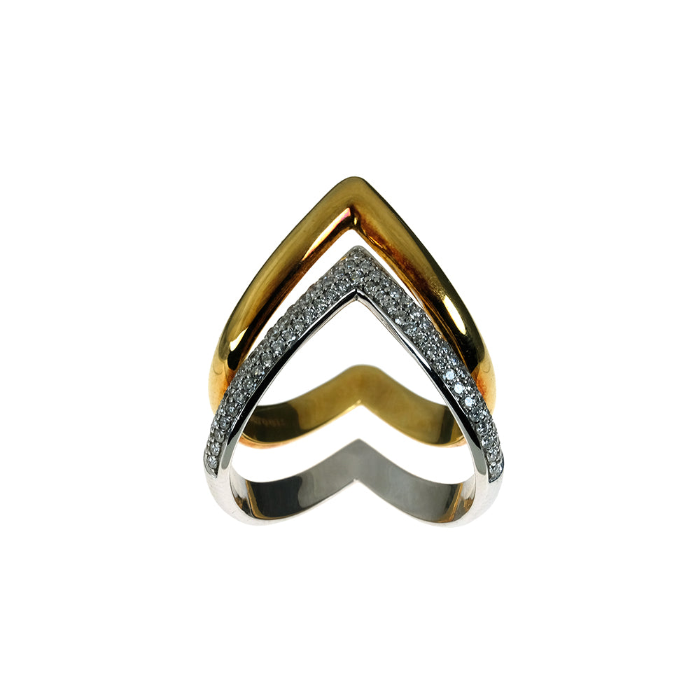 Diamond Ring in Yellow and White Gold