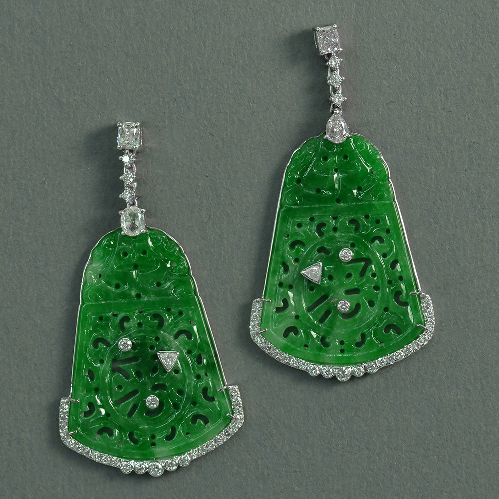 Carved Bell Jade Earrings