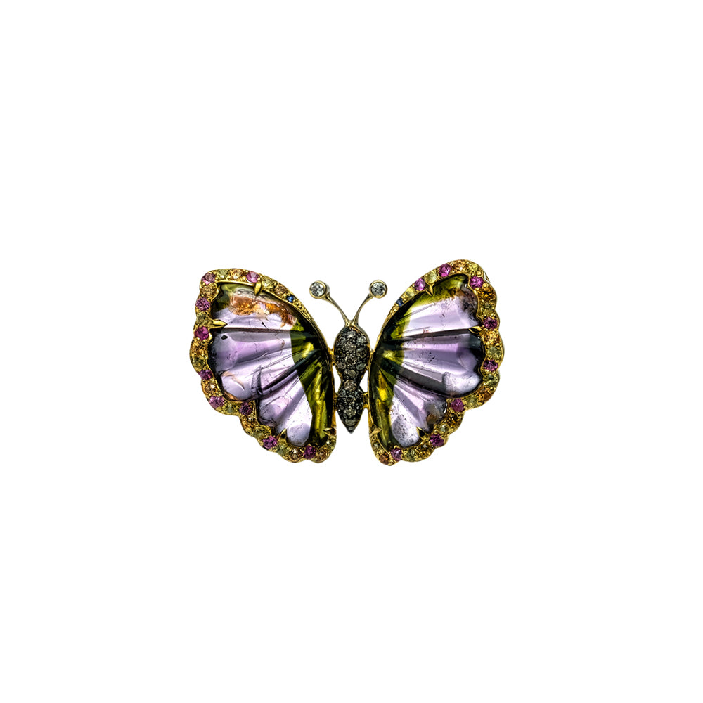 Tourmaline and Emerald Butterfly Pendant