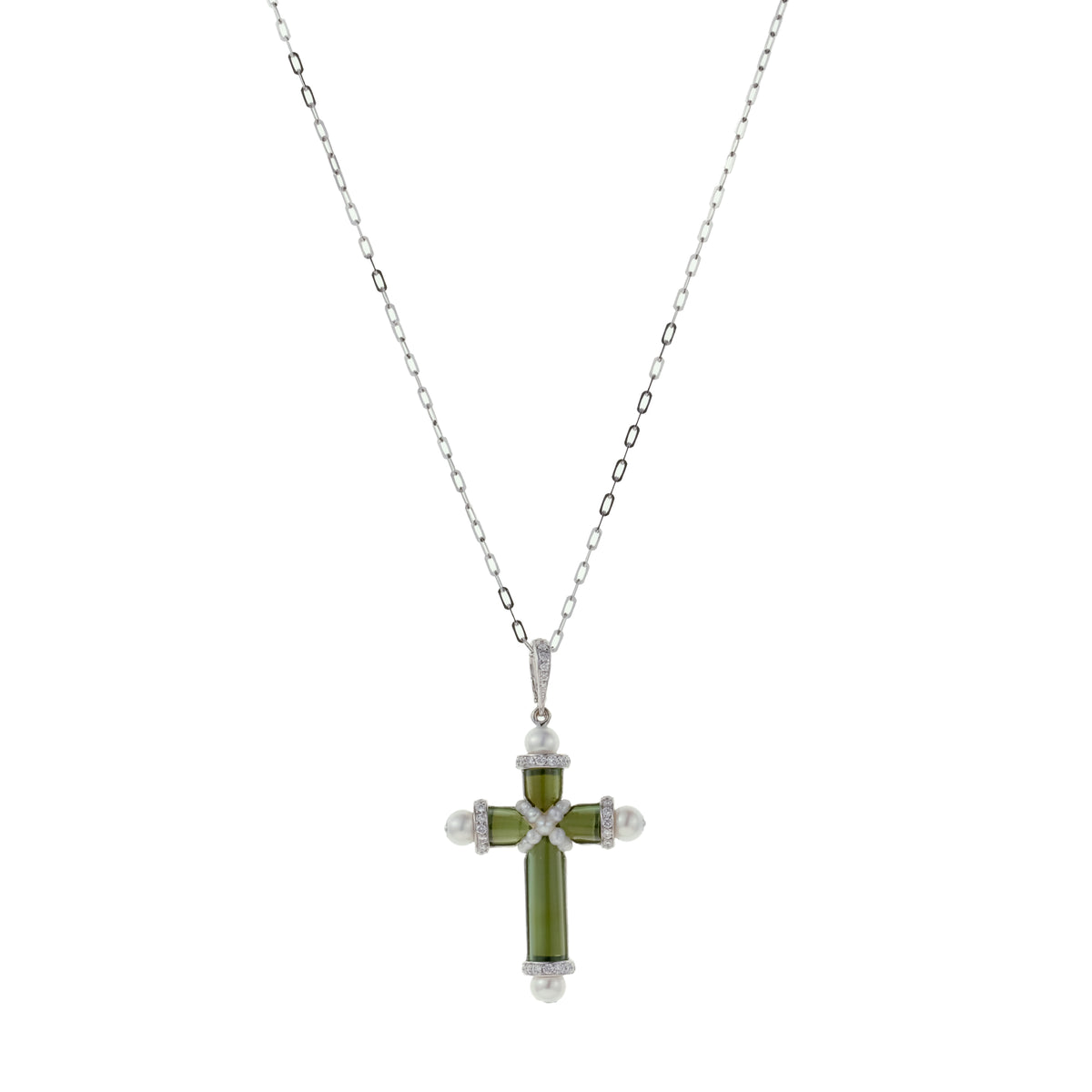 Green Tourmaline Cross Pendant