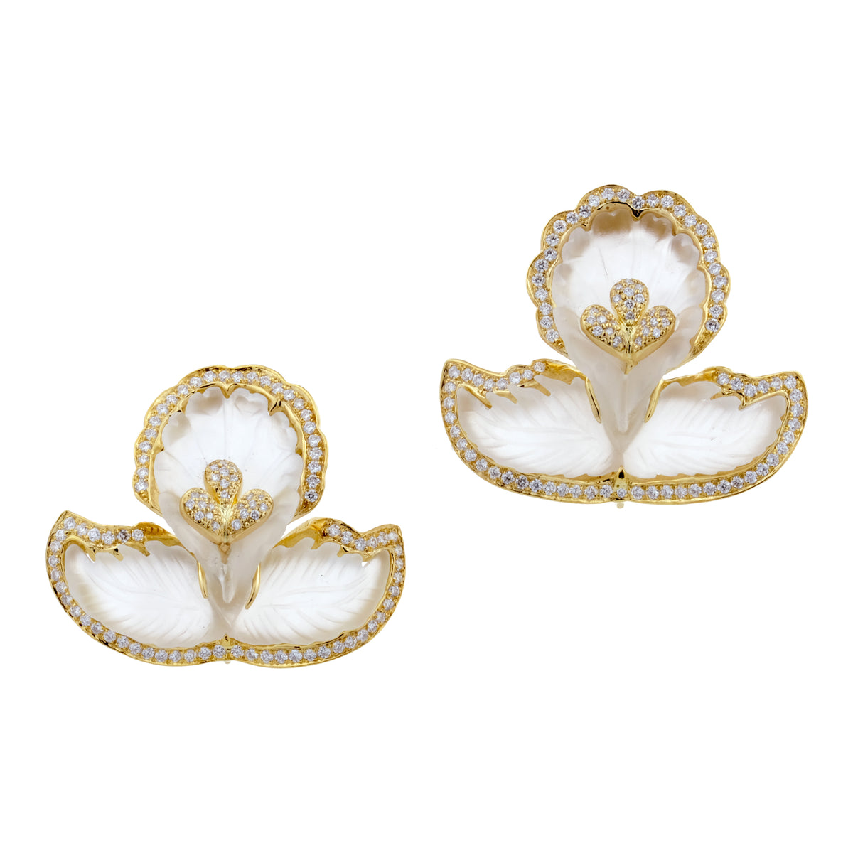 White Quartz Orchid Earrings