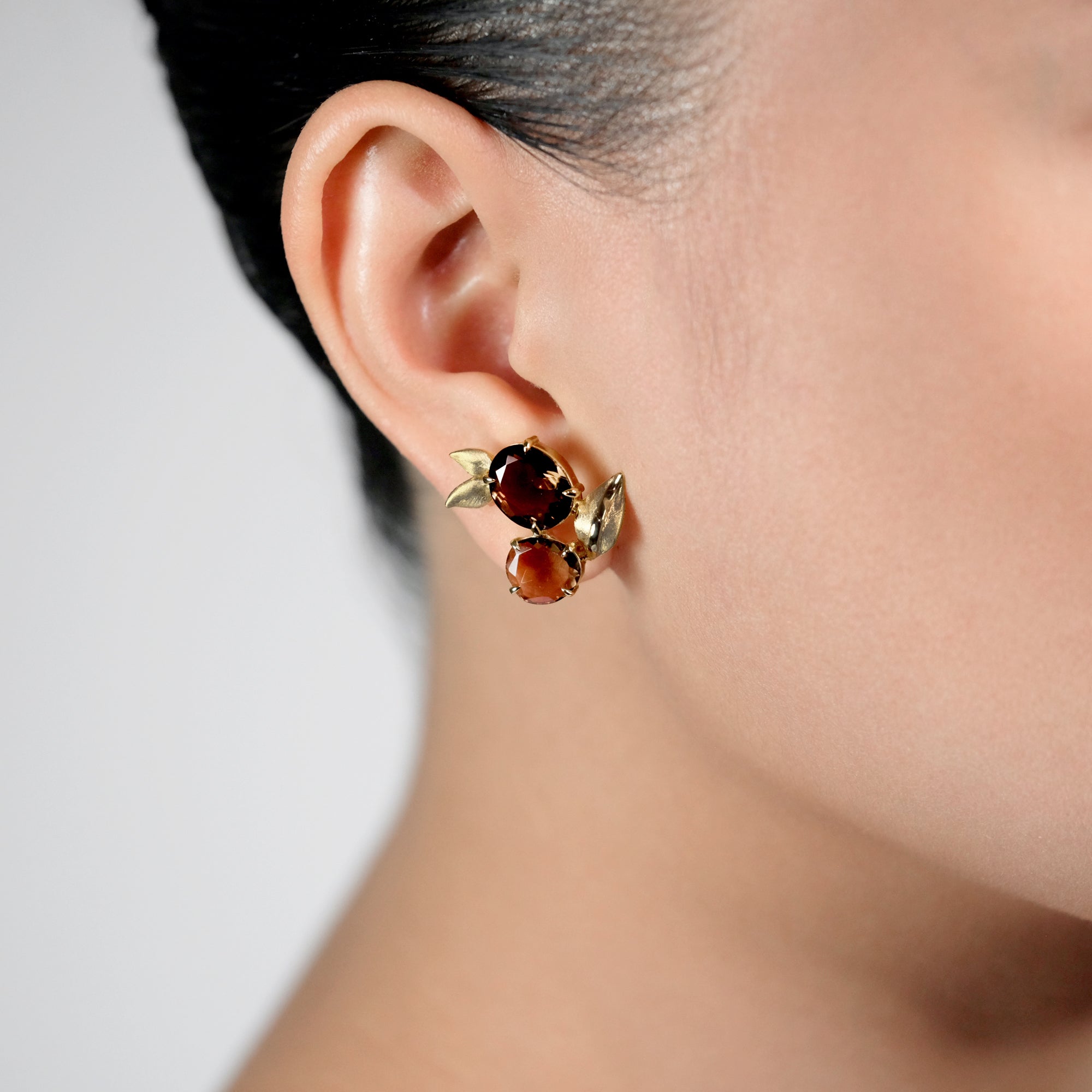 Smokey Topaz and Diamond Earrings