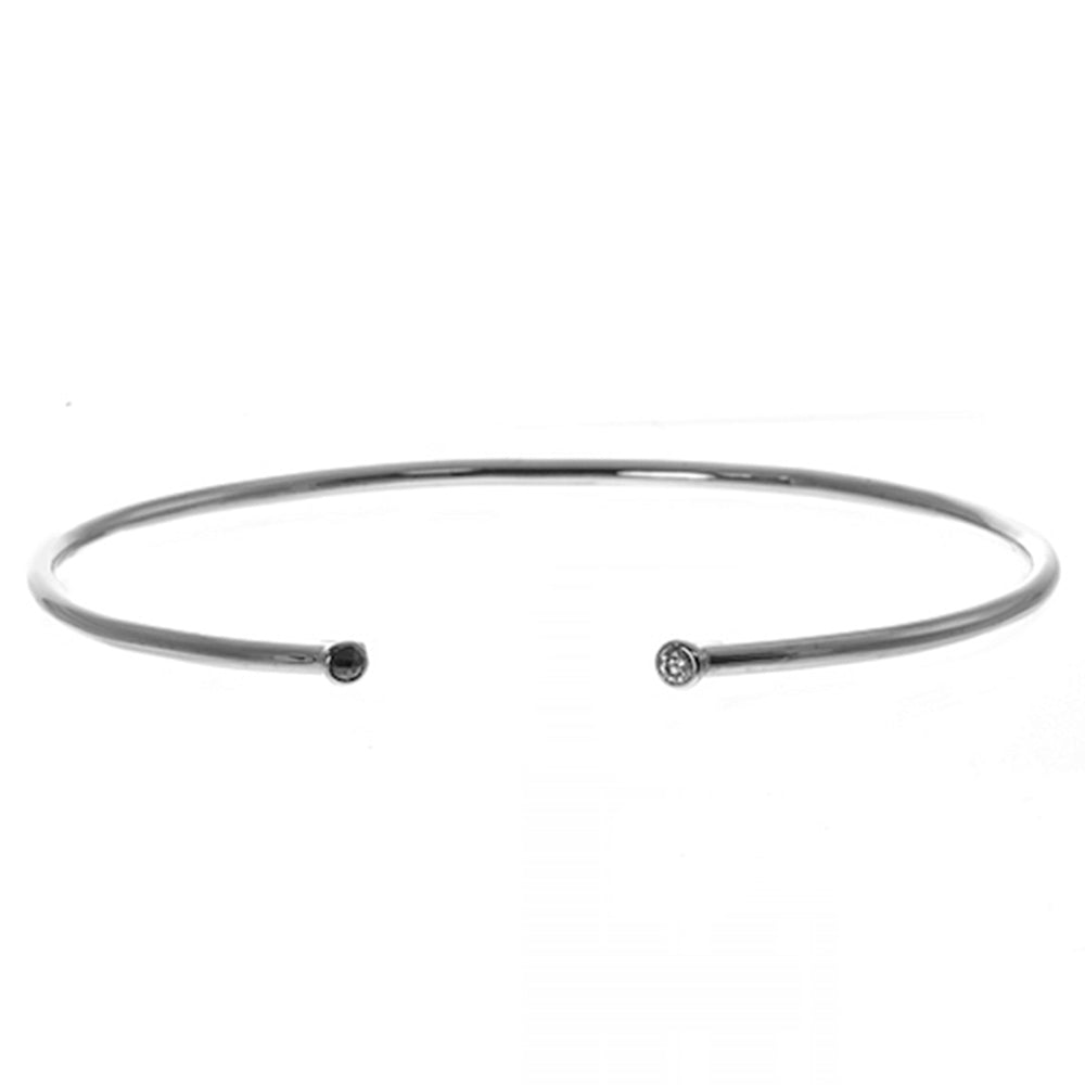 Flexible Bracelet with Black and White Diamonds in White Gold