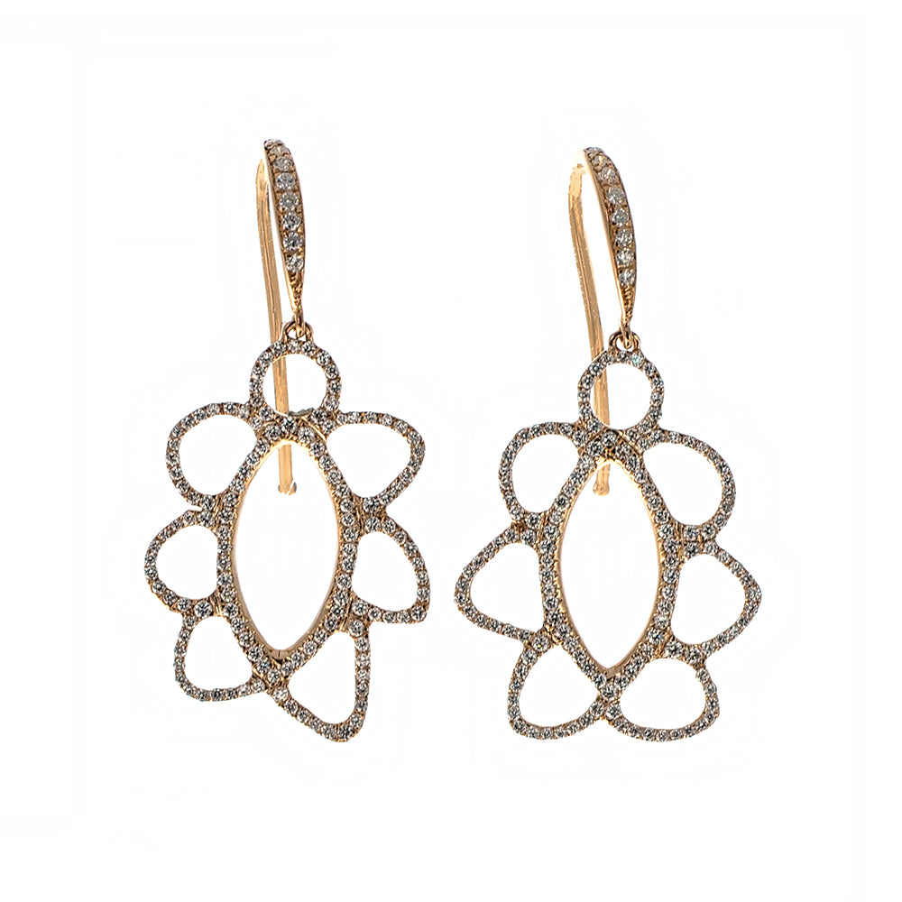Hook and Cut-out Earrings with Diamonds