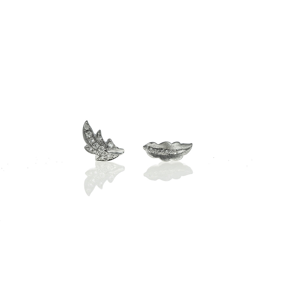Leaf Earrings with White Diamonds