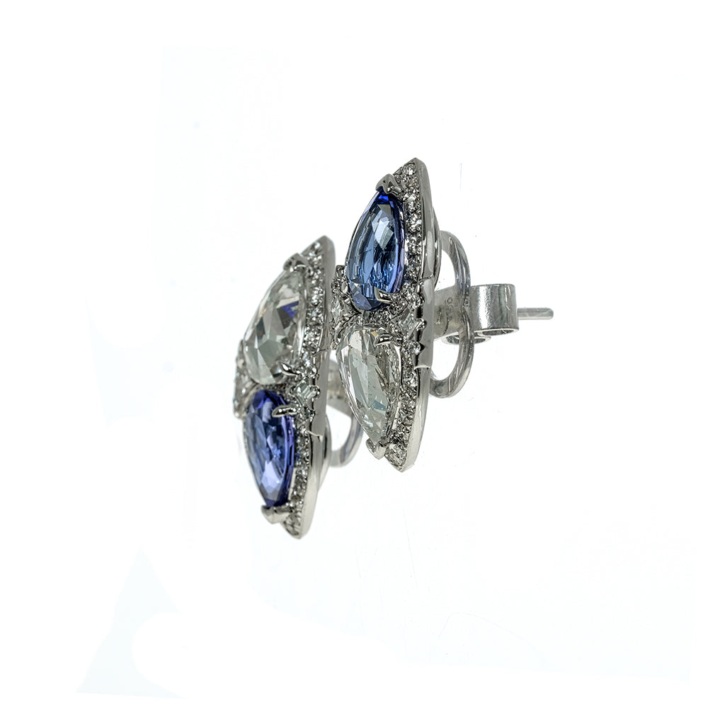 Pear Tanzanite and Diamante with Diamond Earrings